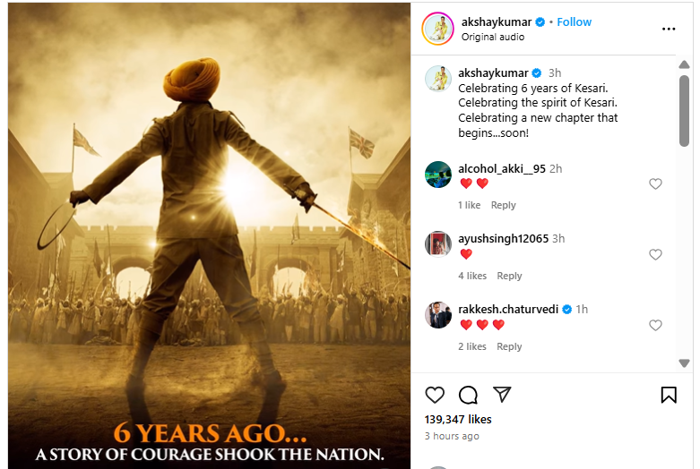 From Instagram of Akshay Kumar