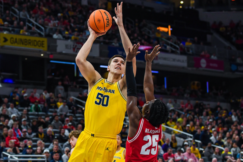 Vladislav Goldin helped lead the Michigan Wolverines to a Big Ten tournament championship. (Photo by Aaron J. Thornton/Getty Images)